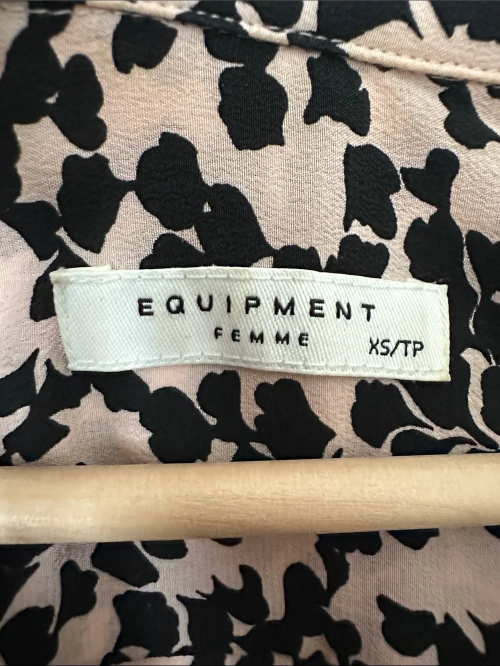 Equipment Pink and Black Gingko Print 100% Silk Button-Down Shirt